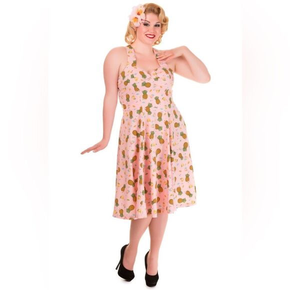 BANNED APPAREL NWOT Pineapple Retro Swing Love Halter Dress - Picture 4 of 14